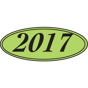 Oval year stickers - Black on Green