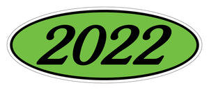 Oval year stickers - Black on Green